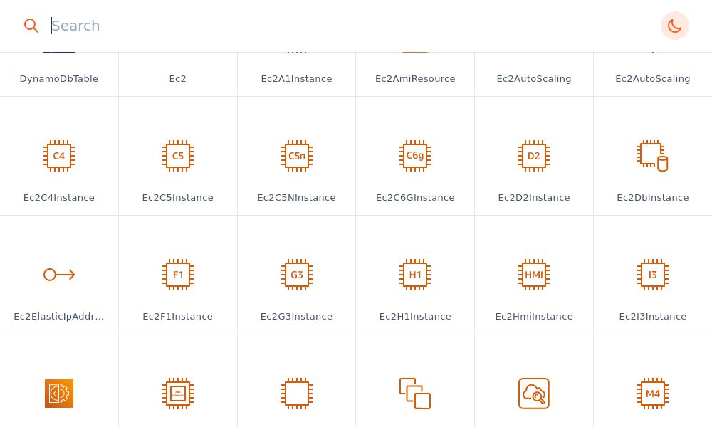 Screenshot of AWS ICONS