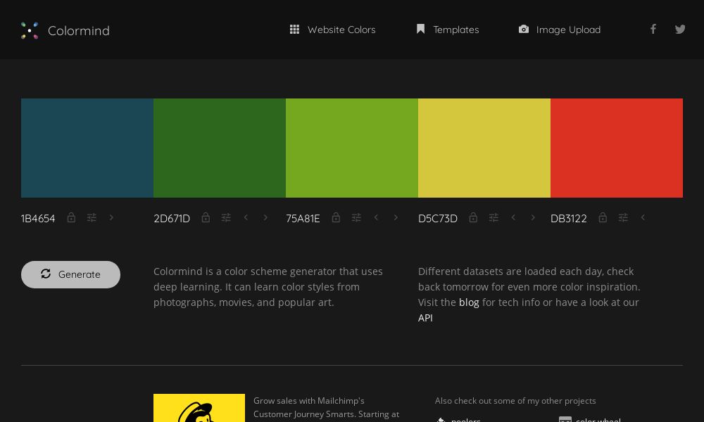 Screenshot of Colormind
