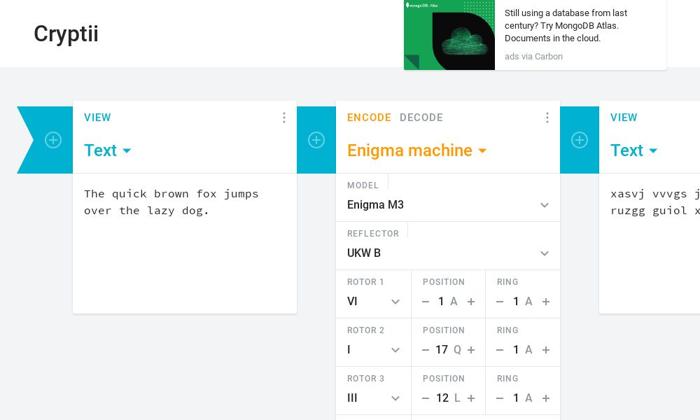 Screenshot of cryptii.com