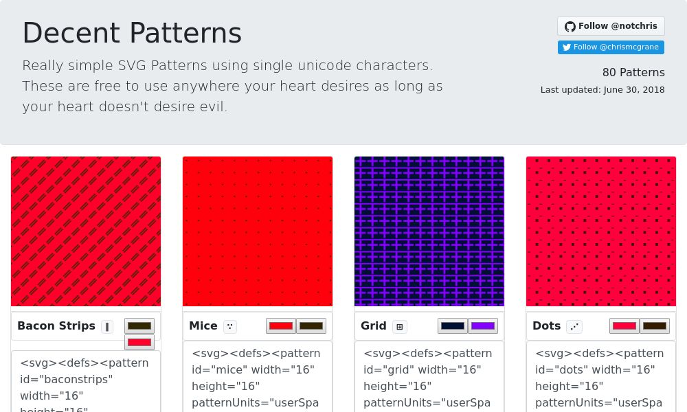 Screenshot of Decent Patterns