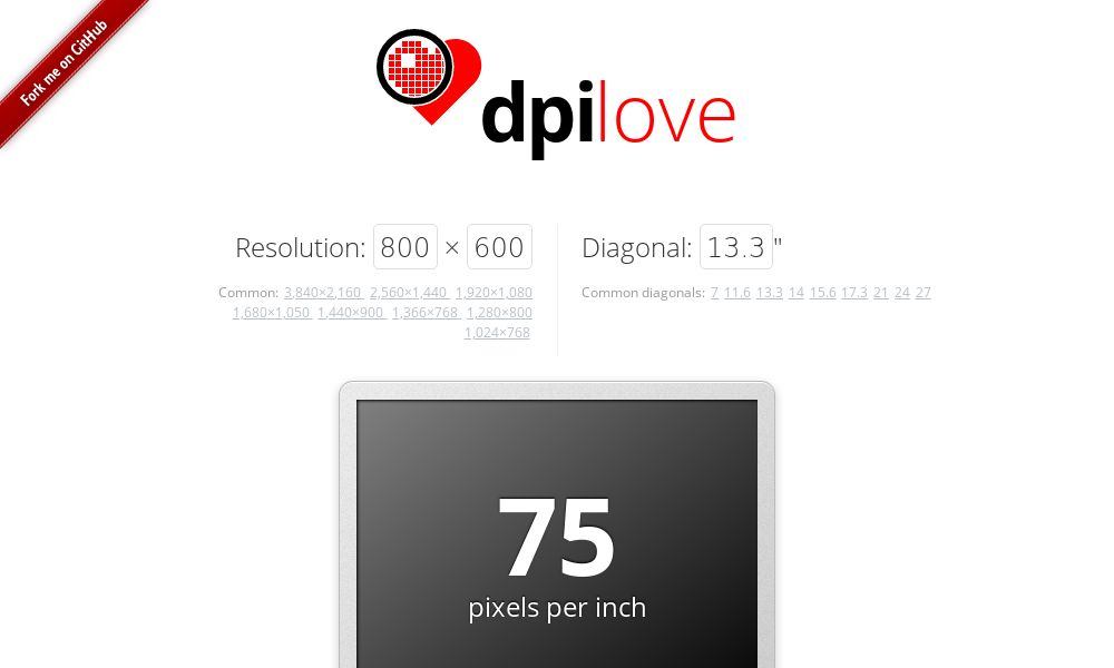 Screenshot of dpilove