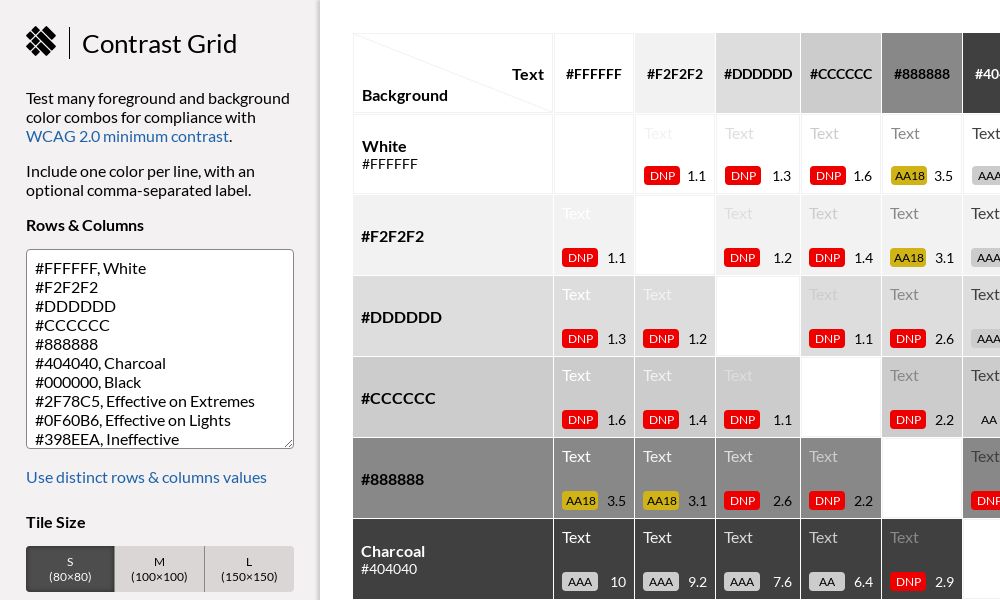 Screenshot of Eightshapes Contrast Grid