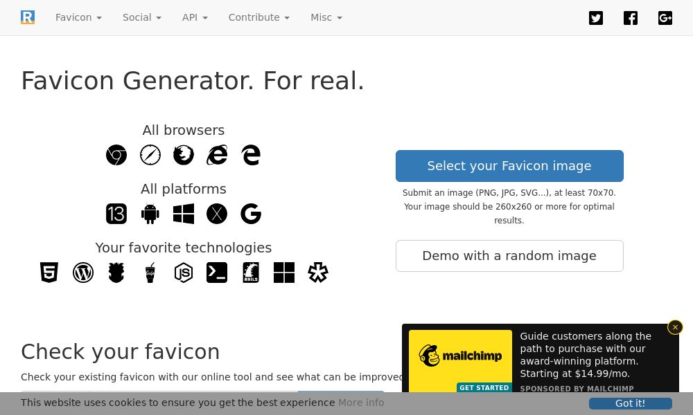 Screenshot of Favicon Generator. For real.