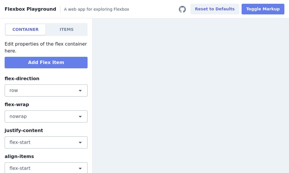Screenshot of Flexbox Playground