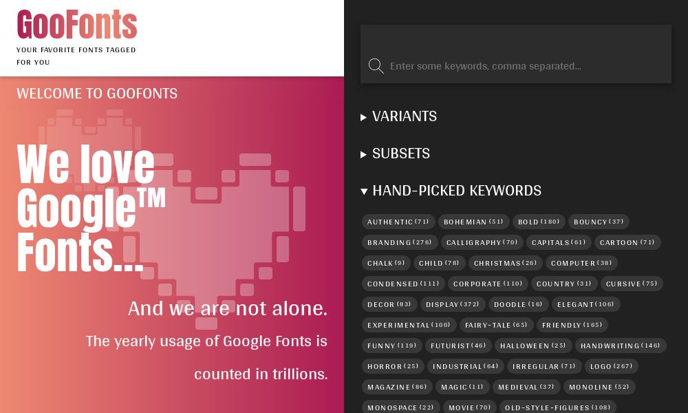 Screenshot of GooFonts