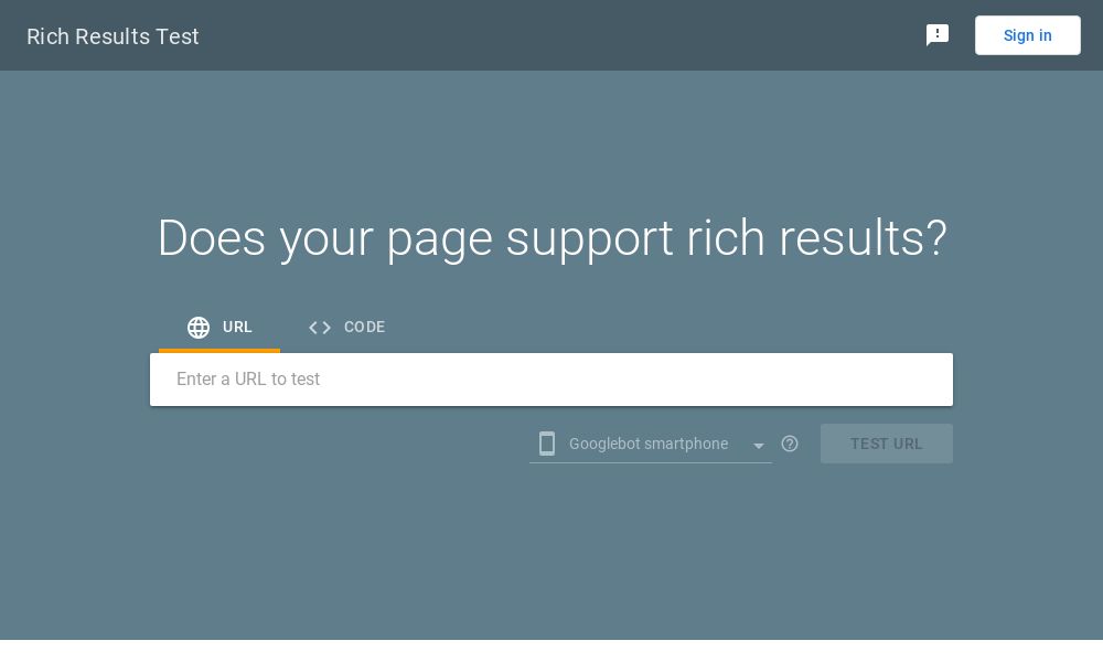 Screenshot of Google Rich Results Test