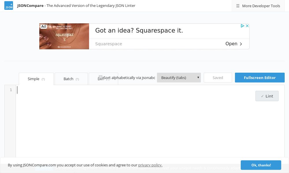 Screenshot of JSONCompare