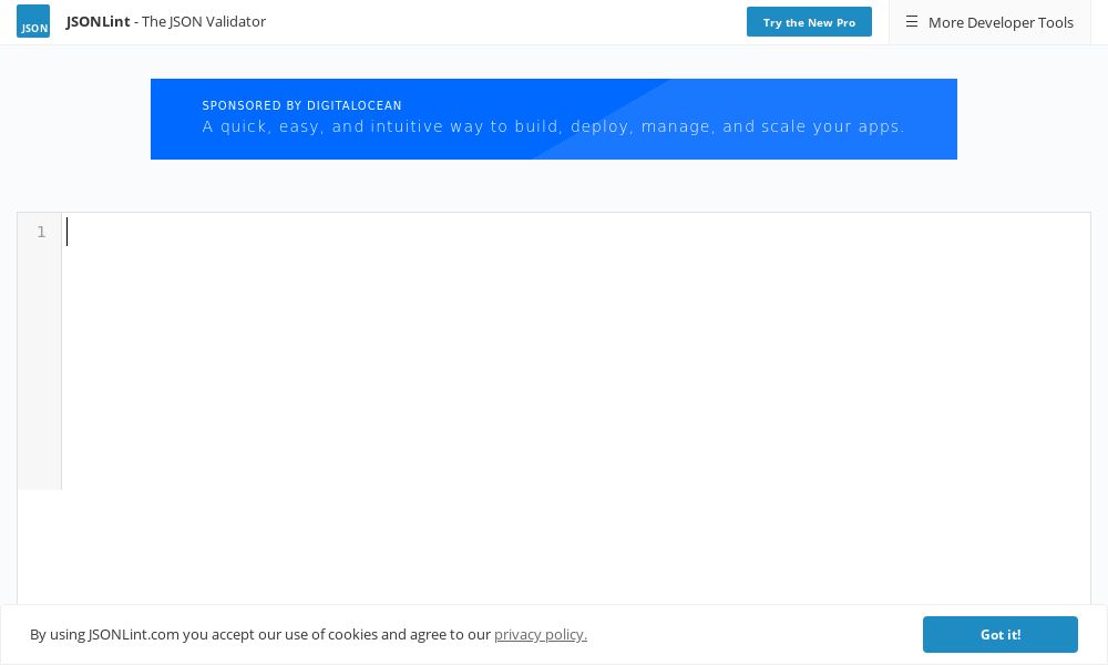 Screenshot of JSONLint