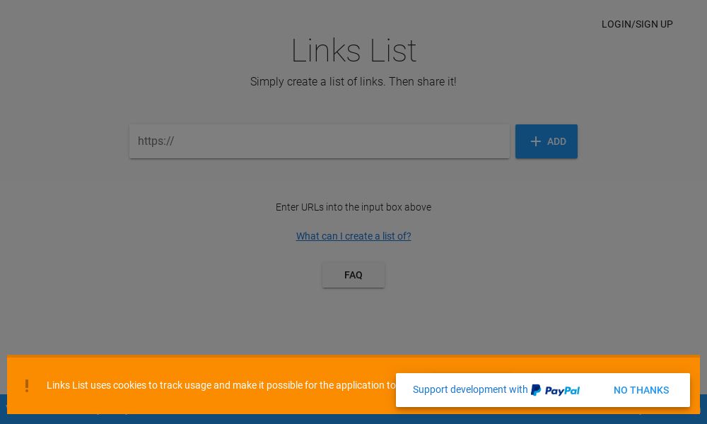Screenshot of Links List
