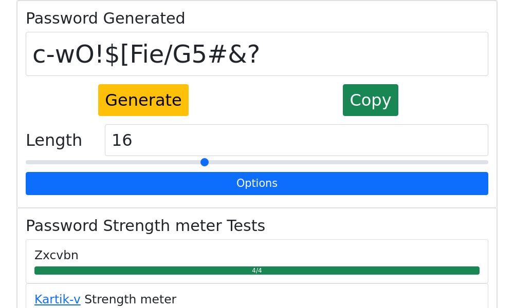 Screenshot of Password Generator