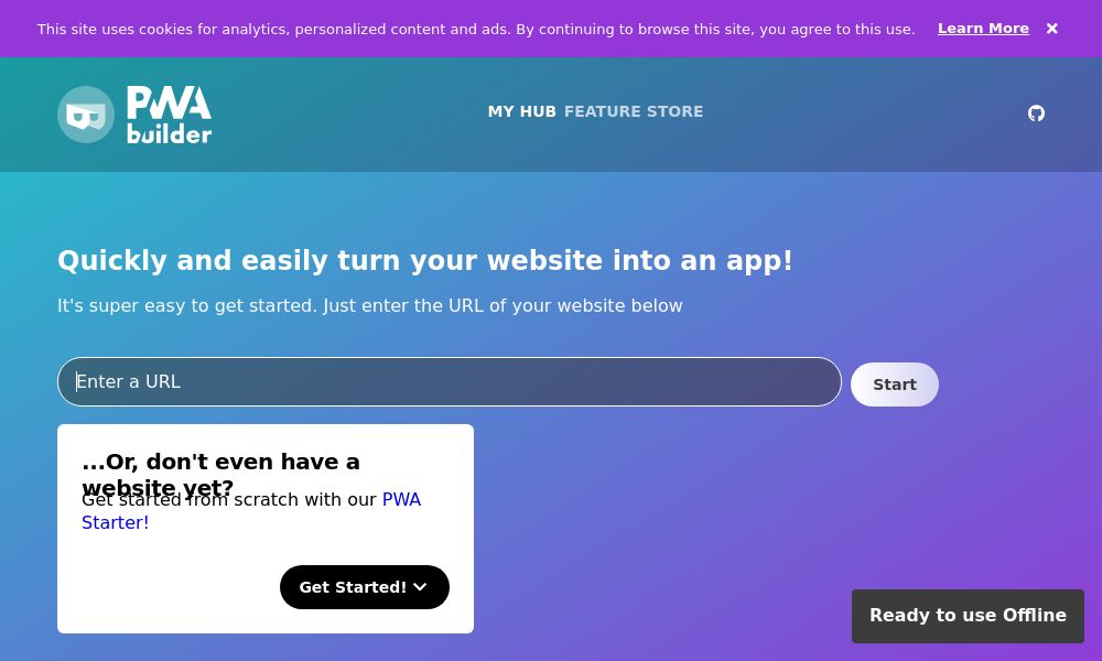 Screenshot of PWA builder