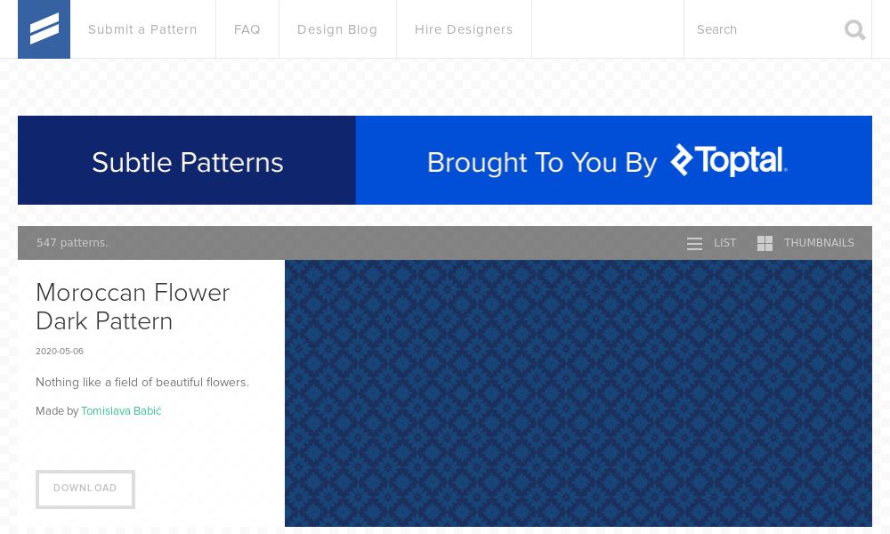 Screenshot of Subtle Patterns