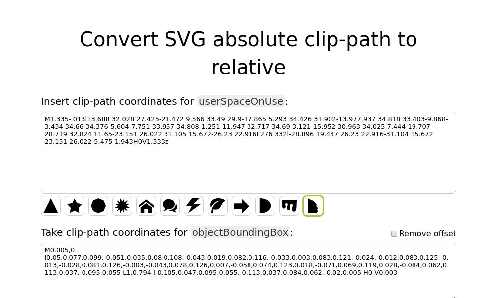 Screenshot of SVG clip path converter