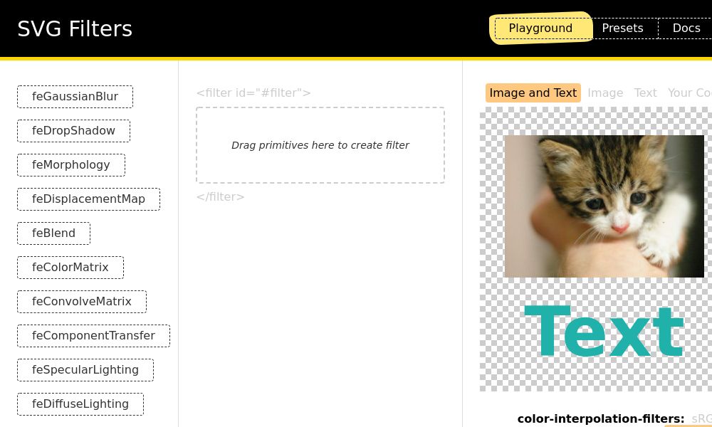 Screenshot of SVG Filters