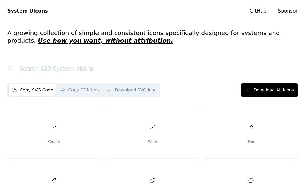 Screenshot of System UIcons