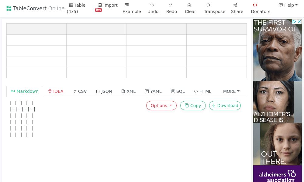 Screenshot of TableConvert