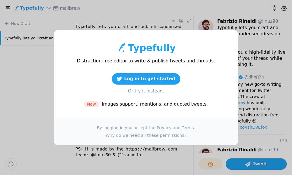 Screenshot of Typefully