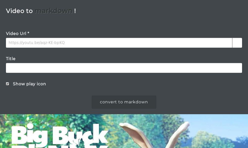 Screenshot of Video to markdown