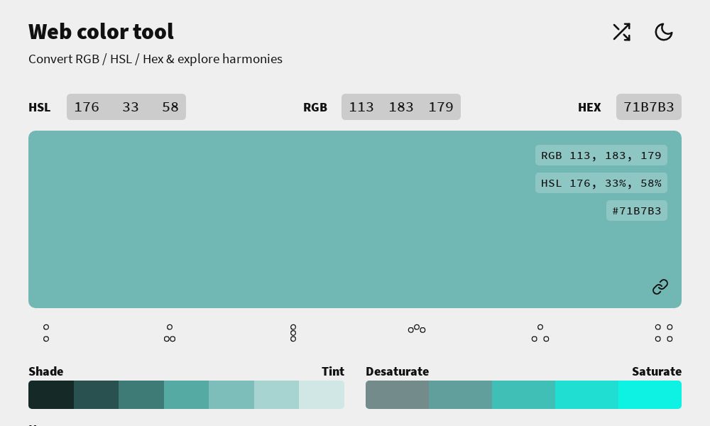 Screenshot of Web Color Tool