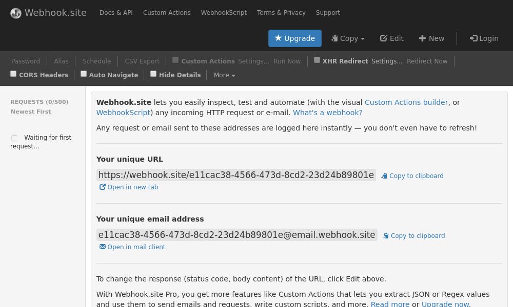 Screenshot of Webhook.site