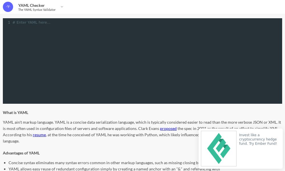Screenshot of YAML Checker